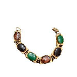 Vintage Unsigned Acrylic Panel Bracelet (A3933)